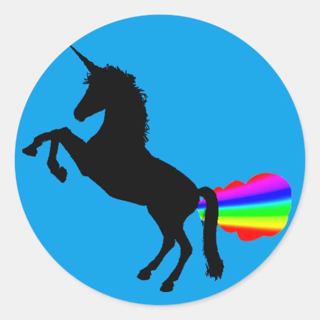 Unicorn farting rainbows sticker turquoise (Front)