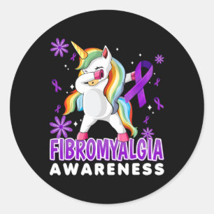 Unicorn Fibromyalgia - Fibro Warrior Classic Round Sticker