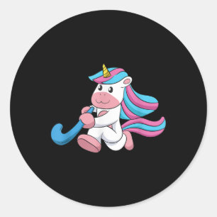 Unicorn Field Hockey Sports Player Goalkeeper Scor Classic Round Sticker