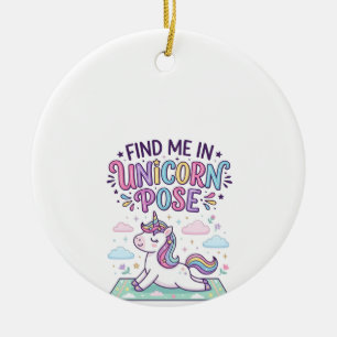 Unicorn Find Me in Unicorn Pose Print Ready POD Ar Ceramic Tree Decoration