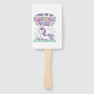 Unicorn Find Me in Unicorn Pose Print Ready POD Ar Hand Fan