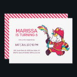 Unicorn Firefighter Cartoon Kids Birthday Invitation<br><div class="desc">Cute design for kids,  boys or girls who love unicorn and firefighter. Perfect for magical theme birthday party. You can customise the wording to fit other occasions.</div>