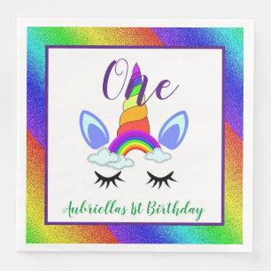 Unicorn First Birthday Napkin