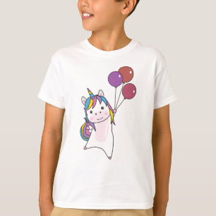 Unicorn Flies With Balloons Above Cute Unicorns T-Shirt