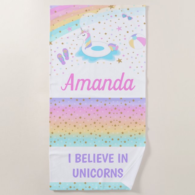 Unicorn Float Beach Towel (Front)
