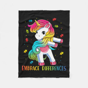 Unicorn Flossing Puzzle Piece Autism Awareness Gir Fleece Blanket