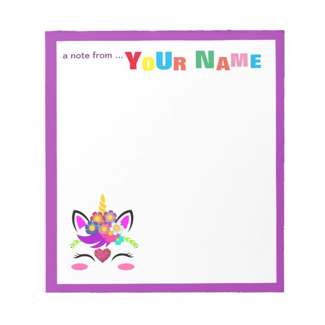 Unicorn Flower Notepad (Front)