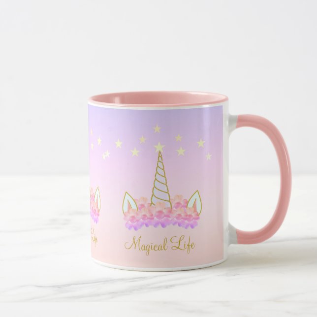 Unicorn Flowers and Stars Mug (Right)