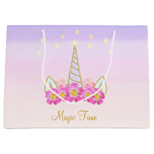 Unicorn Flowers & Stars Large Gift Bag