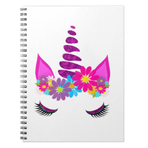 Unicorn Flowery Super Cute Girly Spiral Notebook