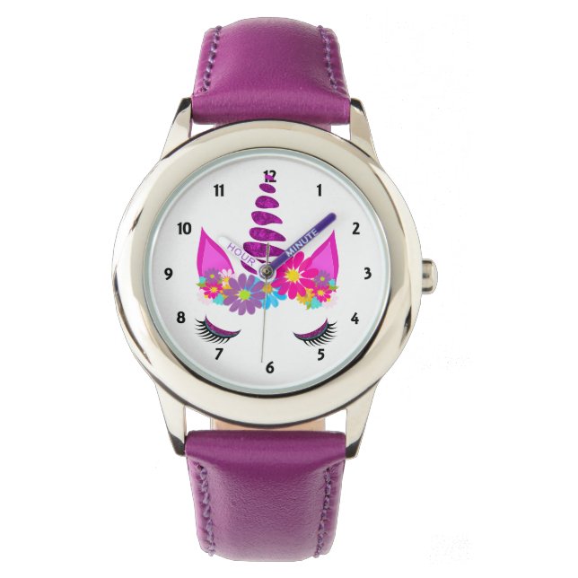 Unicorn Flowery Super Cute Girly Watch (Front)