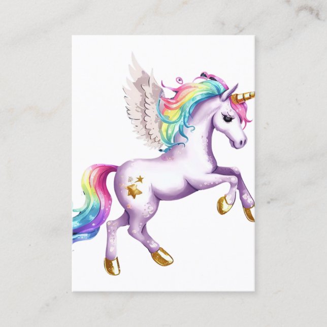 Unicorn Flying Watercolor Business Card (Front)