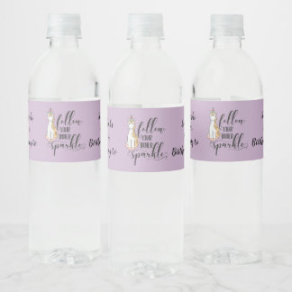 Unicorn Follow Your Inner Sparkle (Colour) Party Water Bottle Label