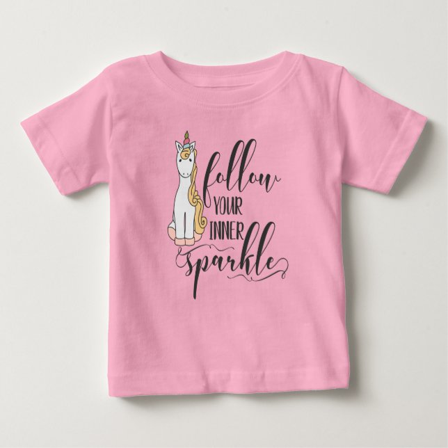 Unicorn Follow Your Inner Sparkle Party Favour Baby T-Shirt (Front)