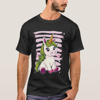 Unicorn For Girls Cute Cherry Blossom Magical Unic T-Shirt
