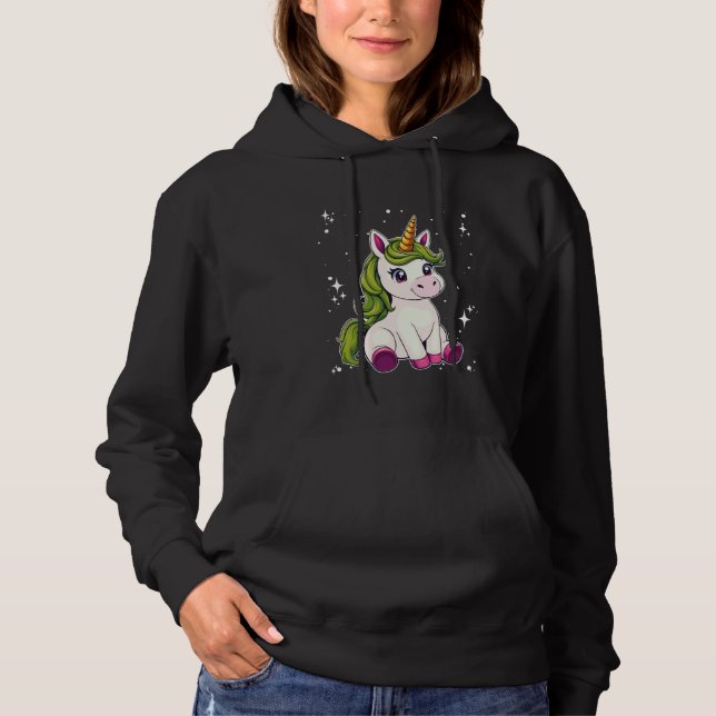 Unicorn For Girls Cute Magical Unicorn Hoodie (Front)