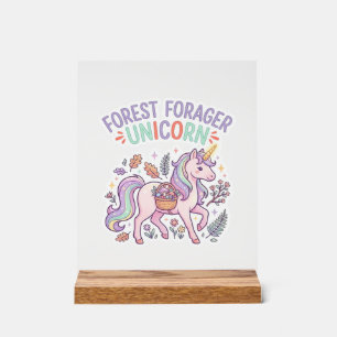 Unicorn Forest Forager Unicorn Graphic Design Whit Acrylic Sign