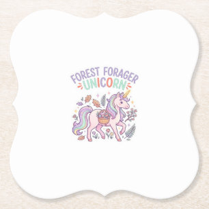 Unicorn Forest Forager Unicorn Graphic Design Whit Paper Coaster