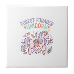 Unicorn Forest Forager Unicorn Graphic Design Whit Tile