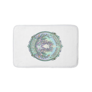 Unicorn Forest Magic Society Graphic Design White  Bath Mat