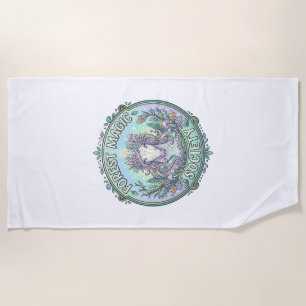 Unicorn Forest Magic Society Graphic Design White  Beach Towel
