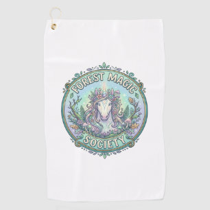 Unicorn Forest Magic Society Graphic Design White  Golf Towel