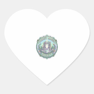 Unicorn Forest Magic Society Graphic Design White  Heart Sticker