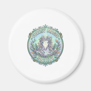 Unicorn Forest Magic Society Graphic Design White  Magnet