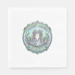 Unicorn Forest Magic Society Graphic Design White  Napkin