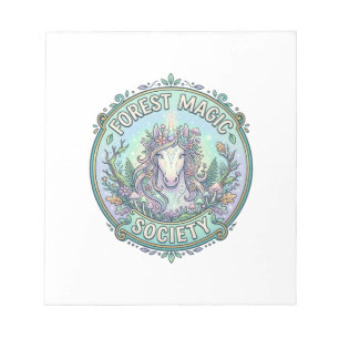 Unicorn Forest Magic Society Graphic Design White  Notepad