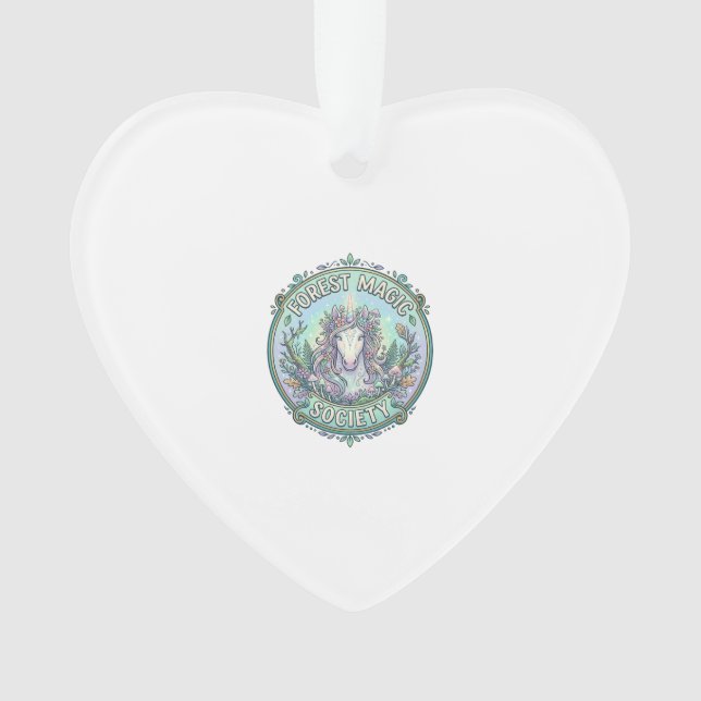 Unicorn Forest Magic Society Graphic Design White  Ornament (Front)