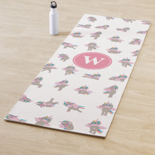Unicorn Fun Yoga Poses Pink Monogram Mat