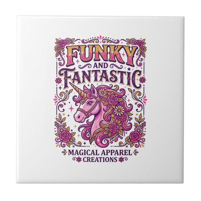 Unicorn Funky and Fantastic Stylish Zazzle Design_ Tile (Front)