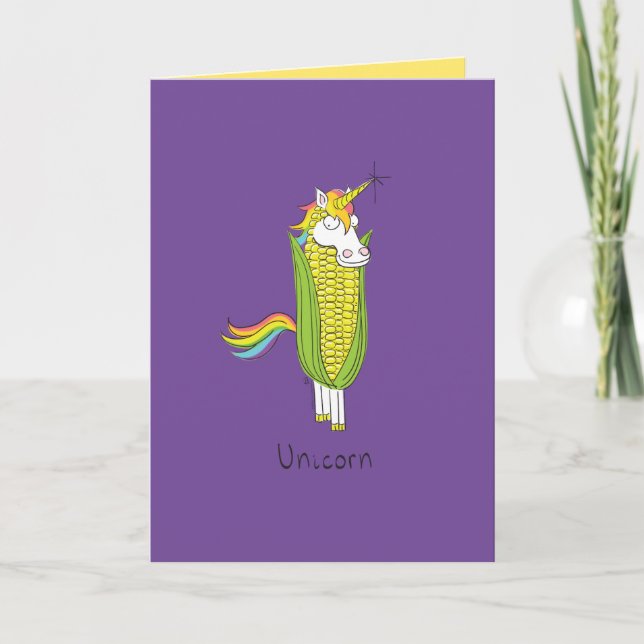 Unicorn Funny Corn Greeting Card (Front)