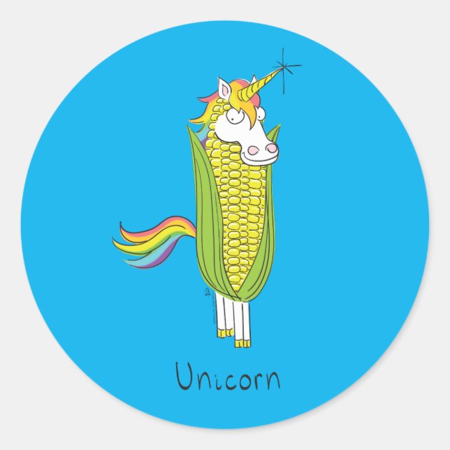 Unicorn Funny Corn Stickers (Front)