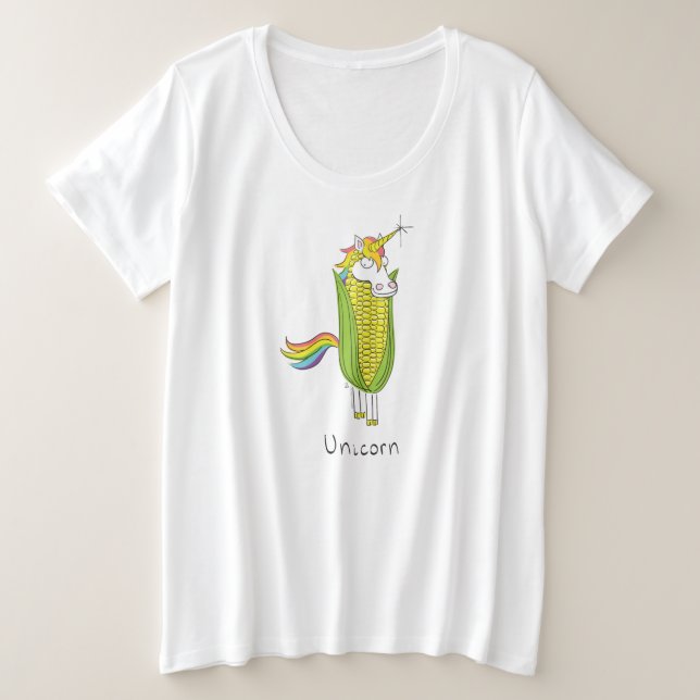 Unicorn Funny Corn Women's Plus Size T-Shirt (Design Front)