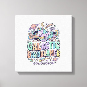 Unicorn Galactic Daydreamer Kawaii Sticker and Shi Canvas Print