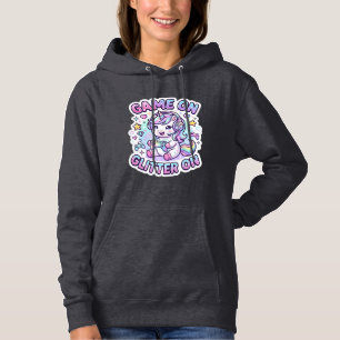 Unicorn Game On Glitter On Graphic Design Merch De Hoodie