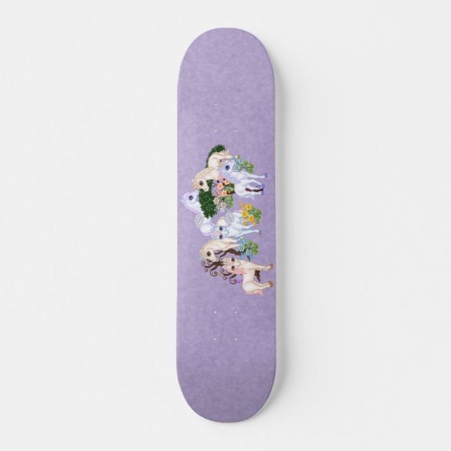 Unicorn Garden Pixel Art Skateboard (Front)