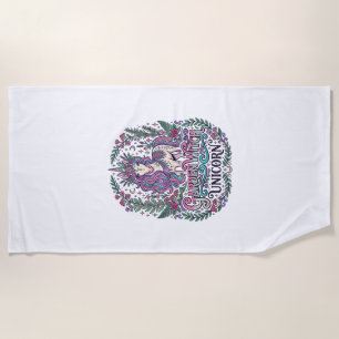Unicorn Garden Witch Unicorn Colourful Apparel Gra Beach Towel