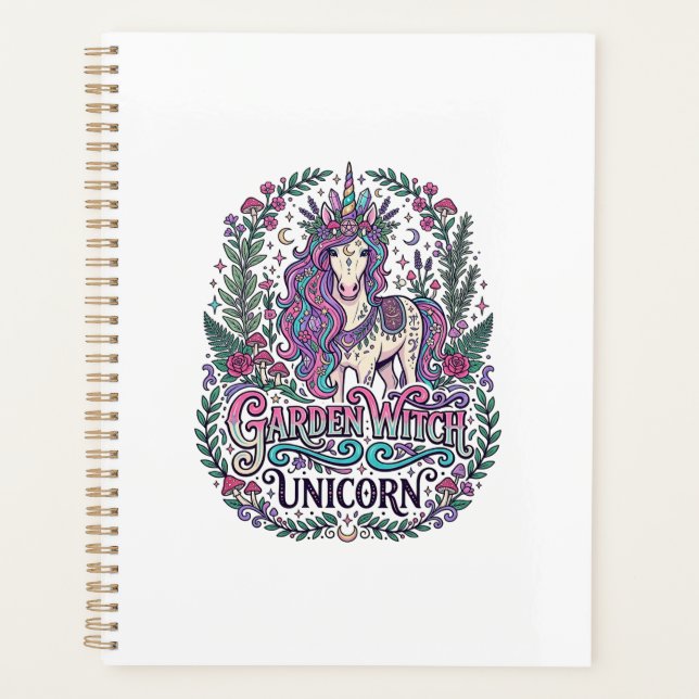 Unicorn Garden Witch Unicorn Colourful Apparel Gra Planner (Front)