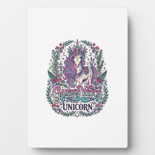 Unicorn Garden Witch Unicorn Colourful Apparel Gra Plaque