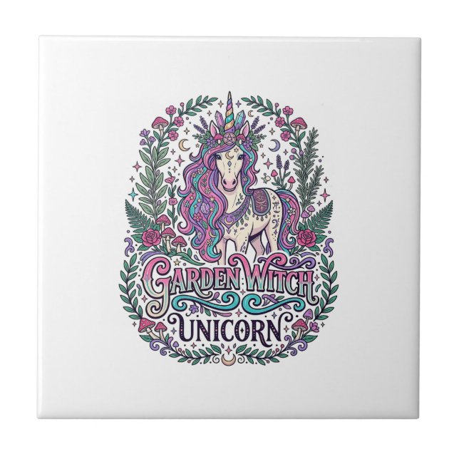 Unicorn Garden Witch Unicorn Colourful Apparel Gra Tile (Front)