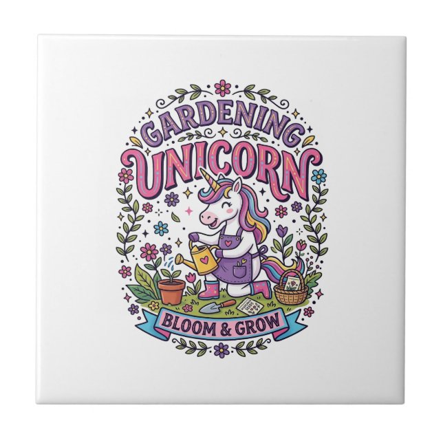 Unicorn Gardening Unicorn Commercial Cute Gift Des Tile (Front)