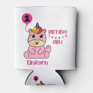 unicorn girl birthday can cooler
