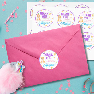 Unicorn Girl Birthday, Corgi Party  Classic Round Sticker