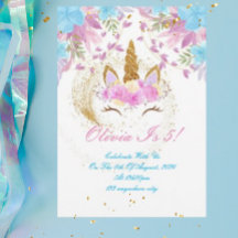 unicorn girl birthday invitation
