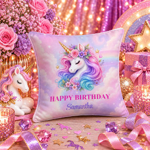 Unicorn Girl Birthday Magical Day Rainbow Dream Pi Cushion
