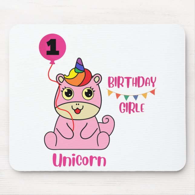unicorn girl birthday mouse pad (Front)