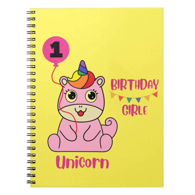 unicorn girl birthday notebook (Front)